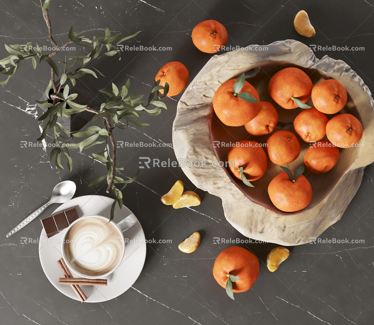 Modern fruit orange fruit plate 3d model