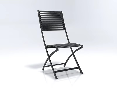 Black Folding Single Chair with Striped Backrest and Metal Frame for Outdoor Use 3d model