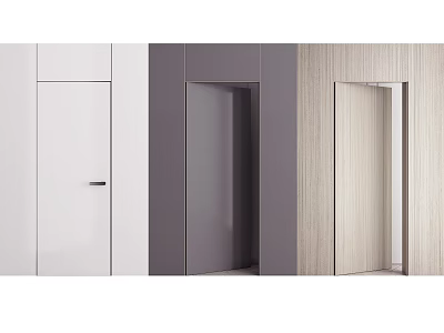 Modern Hinged Doors in White Gray and Wood Grain Finishes for Home Interior 3d model