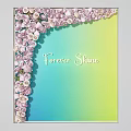 Beautiful Pink and White Flowers Decorating Corner on Colorful Gradient Background