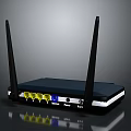 Wireless Router With Dual Antennas Ethernet Ports And LED Indicators 3d model