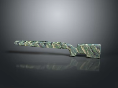 Green and black marbled rifle with mineral texture on smooth black surface showing modern appearance 3d model