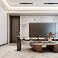 Modern Living Dining Room Interior Design With Sofa Coffee Table And Decorative Painting