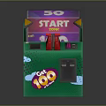 Green Game Machine With 50 Start Display Red Buttons Cloud Patterns And Get 100 Sign