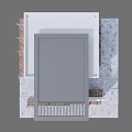 Wall Structure Design With Gray Panel White Frame And Brick Texture Details
