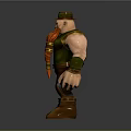 Game Movie Character With Red Braided Beard Brown Hat Green Yellow Vest And Muscular Build