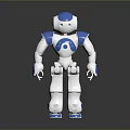 Blue And White Humanoid Robot Character For Game Anime With Futuristic Standing Design