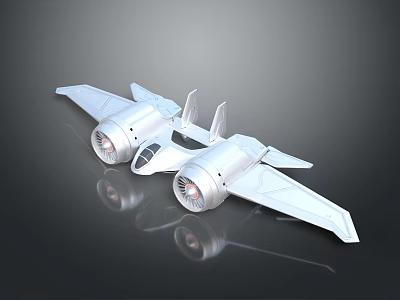 Silver Concept Aircraft Model With Dual Engines Wings Tail Fins And Reflective Surface 3d model