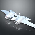 Silver Concept Aircraft Model With Dual Engines Wings Tail Fins And Reflective Surface