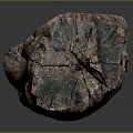 Natural Wooden Stone Log With Natural Texture And Knots On Black Reflective Surface Background