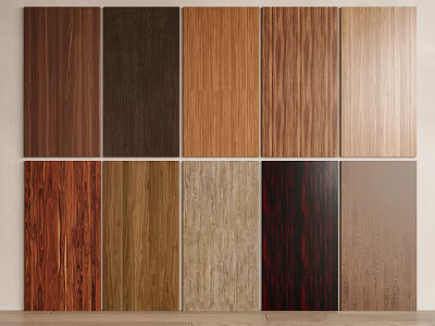 Wooden Wall Panels With Various Grain And Colors 3d model