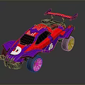 Sporty Purple and Red Toy Racing Car with Large Wheels Rear Wing and Number 8