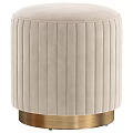 Round Velvet Upholstered Ottoman Blue And Multi Color Options With Metal Base