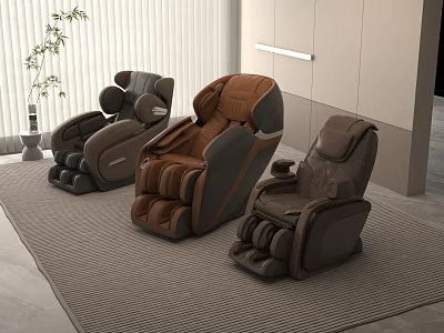 Modern Luxury Massage Chairs In Living Room With Plush Upholstery And Different Tones 3d model