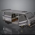 Silver Modified Van With Open Doors Interior Space And Gold Wheels