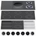 Modern Kitchen Appliance With Stainless Steel Panel Black Induction Cooktop And Control Knobs 3d model
