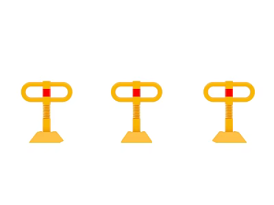 Three Yellow Road Barriers With Poles And Red Marked Crossbars 3d model