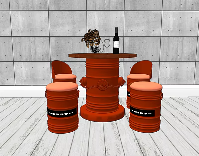 Industrial LOFT table and chair combination 3d model