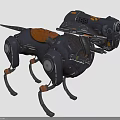 Mechanical Dog Robot With Futuristic Cybernetic Design Metallic Structure And Orange Accents