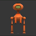 Orange Robot Character With Round Head Green Screen And Mechanical Limbs 3d model