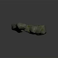Two Natural Stone Pieces With Wood Like Texture And Green Veins On Rough Surface