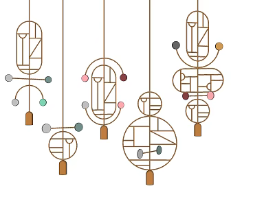 Modern Geometric Pendant Lights with Colorful Accents and Hanging Metal Frames for Interior Decoration 3d model