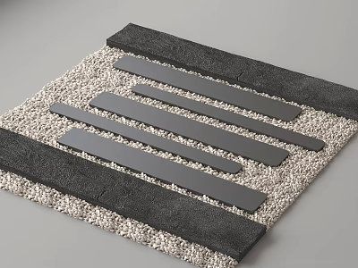 Gray Stepping Stones with Crushed Gravel Neatly Arranged Garden Path Design 3d model