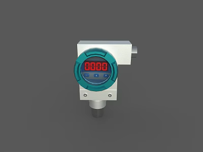 Industrial Pressure Measuring Device With Digital Display And Metal Casing 3d model