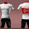 White Cycling Jersey With Red Collar Black Shorts And DT STYLE Logo