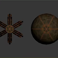 Creature Inspired Diamond Shaped Metal Sculpture And Character Like Spherical Copper Artwork