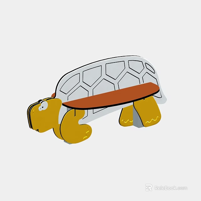 Turtle Shaped Coffee Table With Cartoon Design Orange Tabletop White Shell And Yellow Legs 3d model