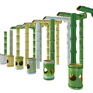 New Chinese Bamboo Pole Bamboo Tube Bamboo Pole 3d model