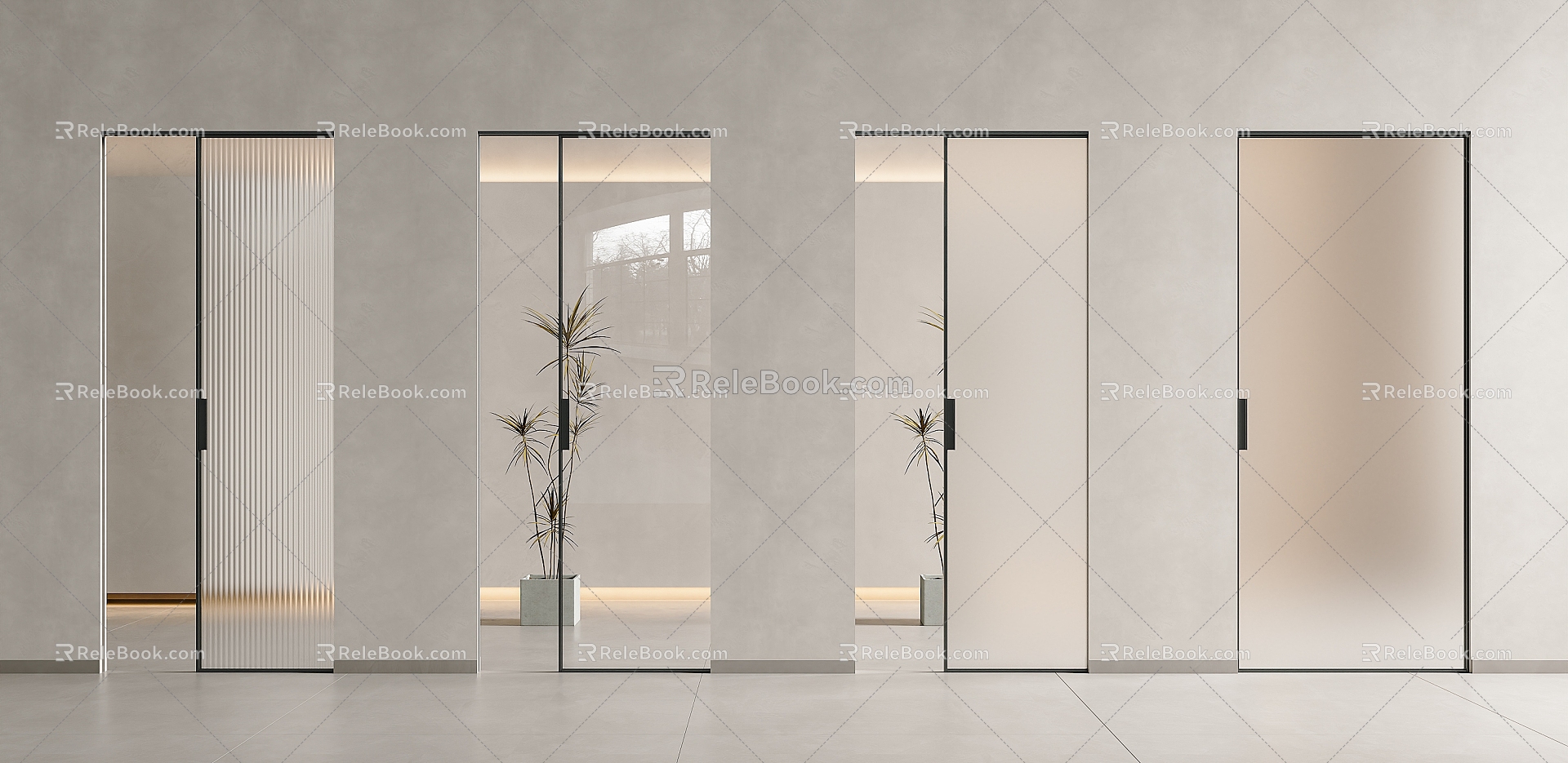 Modern Minimalist Sliding Door Pocket Door Ghost Door Trackless Glass Sliding Door Invisible Track Door Frosted Glass Door Bathroom Pocket Door Kitchen Pocket Door 3d model