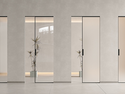 Modern Minimalist Sliding Door Pocket Door Ghost Door Trackless Glass Sliding Door Invisible Track Door Frosted Glass Door Bathroom Pocket Door Kitchen Pocket Door model