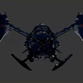 Futuristic Cosmic Spaceship Design With Blue Red Green Details For Space Exploration