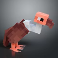 Pixel Art Vulture Like Creature Character With Brown White Orange Plumage And Black Eyes
