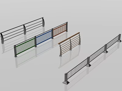 Colorful Metal Fence Railings With Various Designs And Different Colors For Outdoor Use 3d model