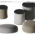 baxter sofa stool fabric stool seat cushion 3d model