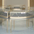 Modern Circular Display Shelves With Glass Cases Metal Frames And Displayed Items 3d model
