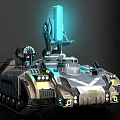 Futuristic Sci Fi Tank With Glowing Blue Lights And Armored Structure Design