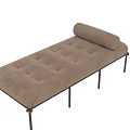 Modern Beige Sofa Bench With Tufted Velvet Upholstery And Metal Legs