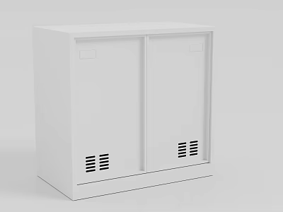 White Double Door File Cabinet With Ventilation Holes For Office Storage 3d model