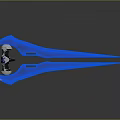 Futuristic Blue Sci Fi Weapon Featuring Double Pronged Spikes And Metal Parts