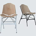 Modern Leisure Chair With Wooden Backrest And Metal Frame Design Structure