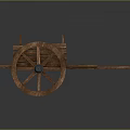 Vintage Wooden Handcart Design With Large Spoked Wheels And Wooden Frame For Decorative Use