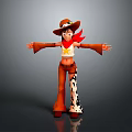 Cartoon Cowboy Character With Cow Patterned Pants Red Scarf And Outstretched Arms