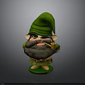 Cute Green Gnome Figure With Beard Pipe Green Hat And Base