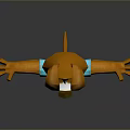 3D Cartoon Dog Character With Brown Head White Face Blue T Shirt And Blue Shorts