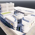 Modern Multi Story Office Building With Glass Curtain Wall And Rooftop Garden