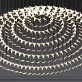 Modern Chandelier With Layered Geometric Patterns And Illuminated Feather Like Design 3d model